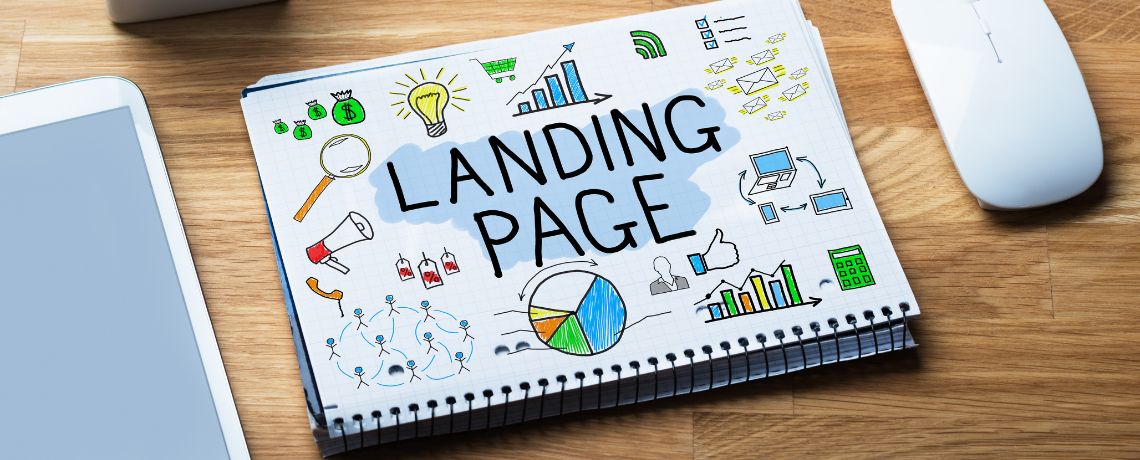 landing page sketch in notebook