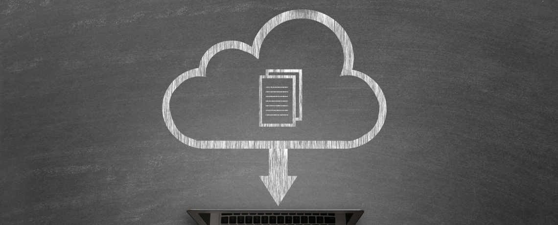 graphic of cloud storage on laptop